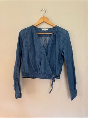 Copper Key Blue Wrap Denim Blouse medium